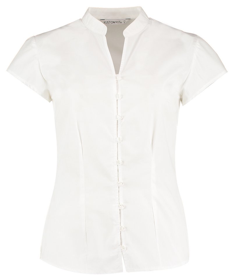 Kustom Kit Womens/Ladies Mandarin Collar Fitted Long Sleeve Shirt White 18