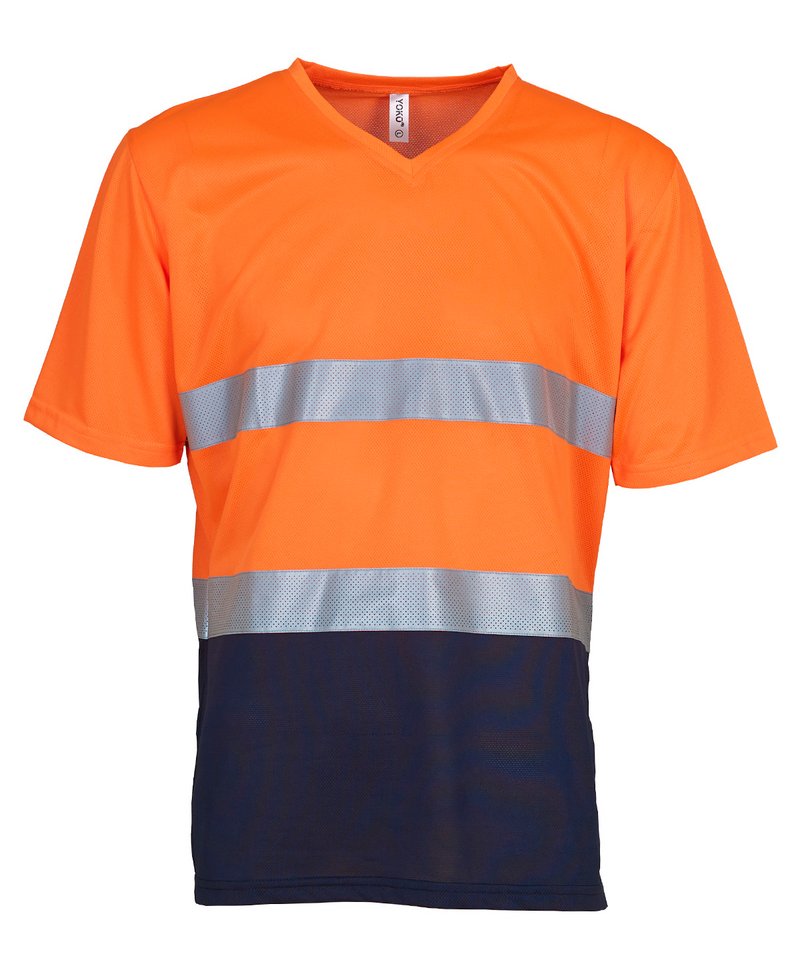 Personalised crew neck t shirts  - yk018 orange navy ft